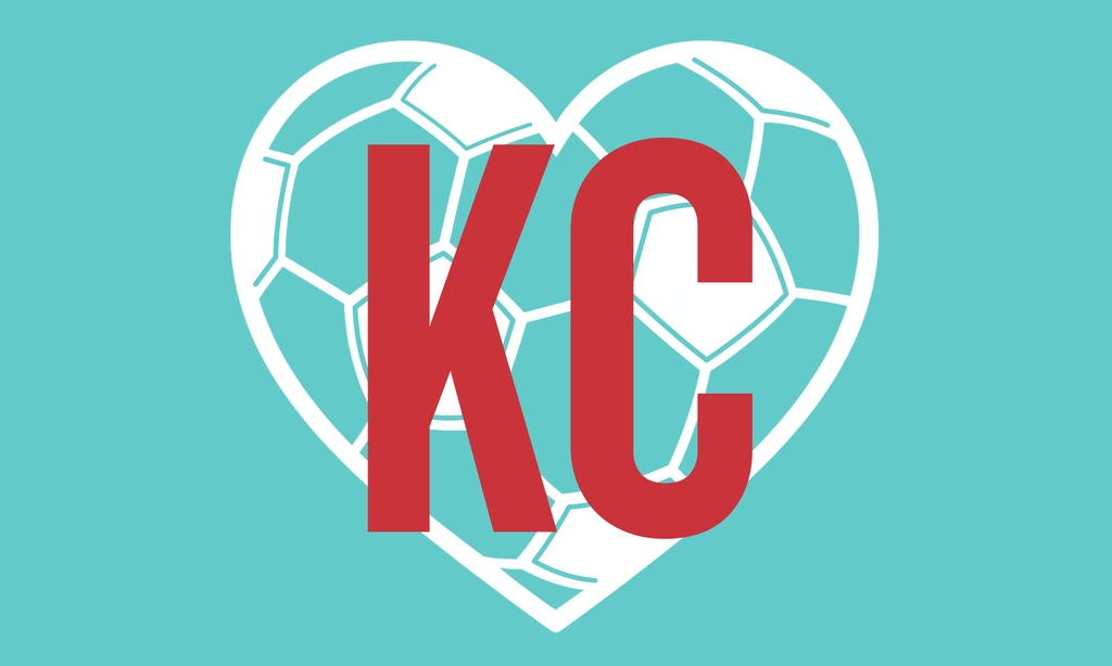 Teal KC Soccer Heart Flag — Premium Nylon KC Flag