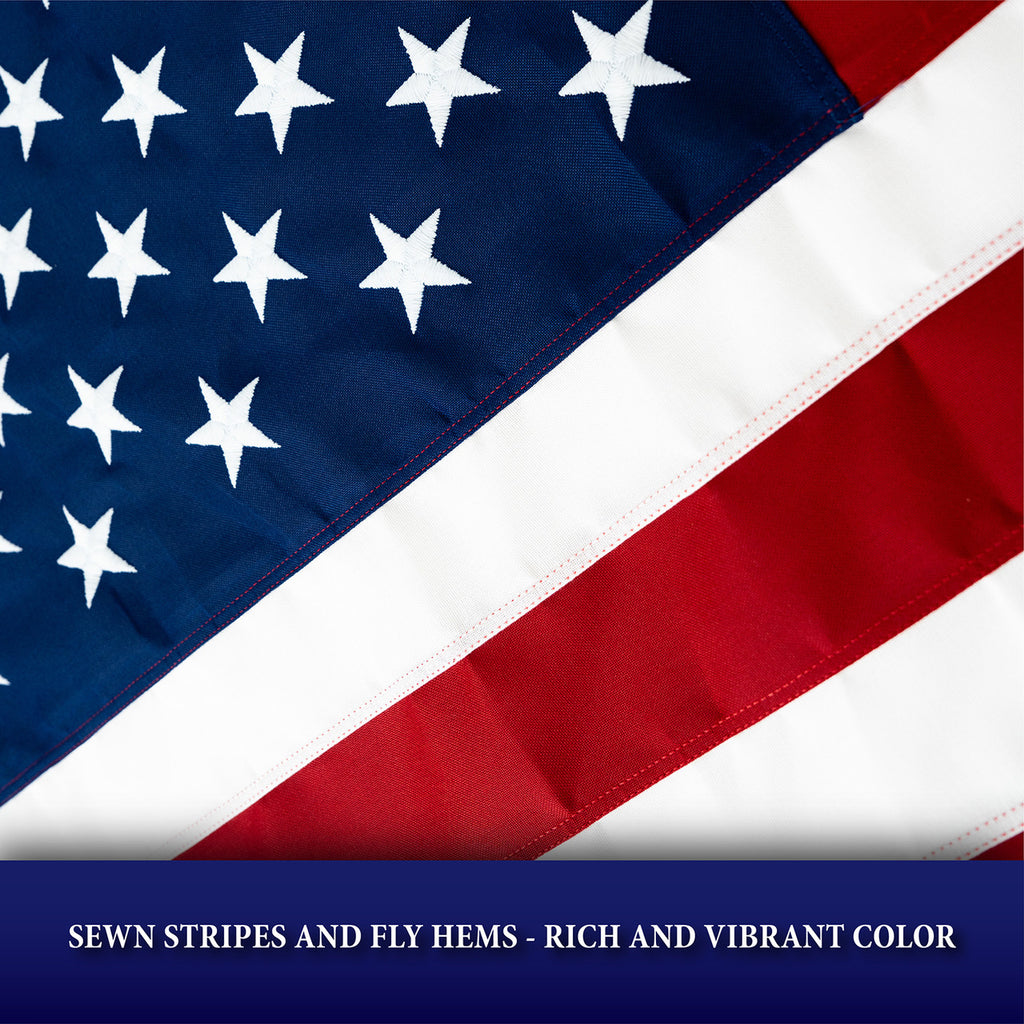 Embroidered 2-Ply Polyester American Flag — 3 ft x 5 ft