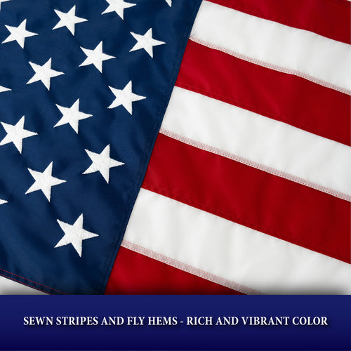 10 ft x 15 ft Commercial Grade American Flag — Embroidered Nylon | Made in USA